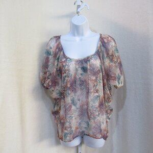 Wet Seal Sheer Y2K Botanical Blouse | Size Small